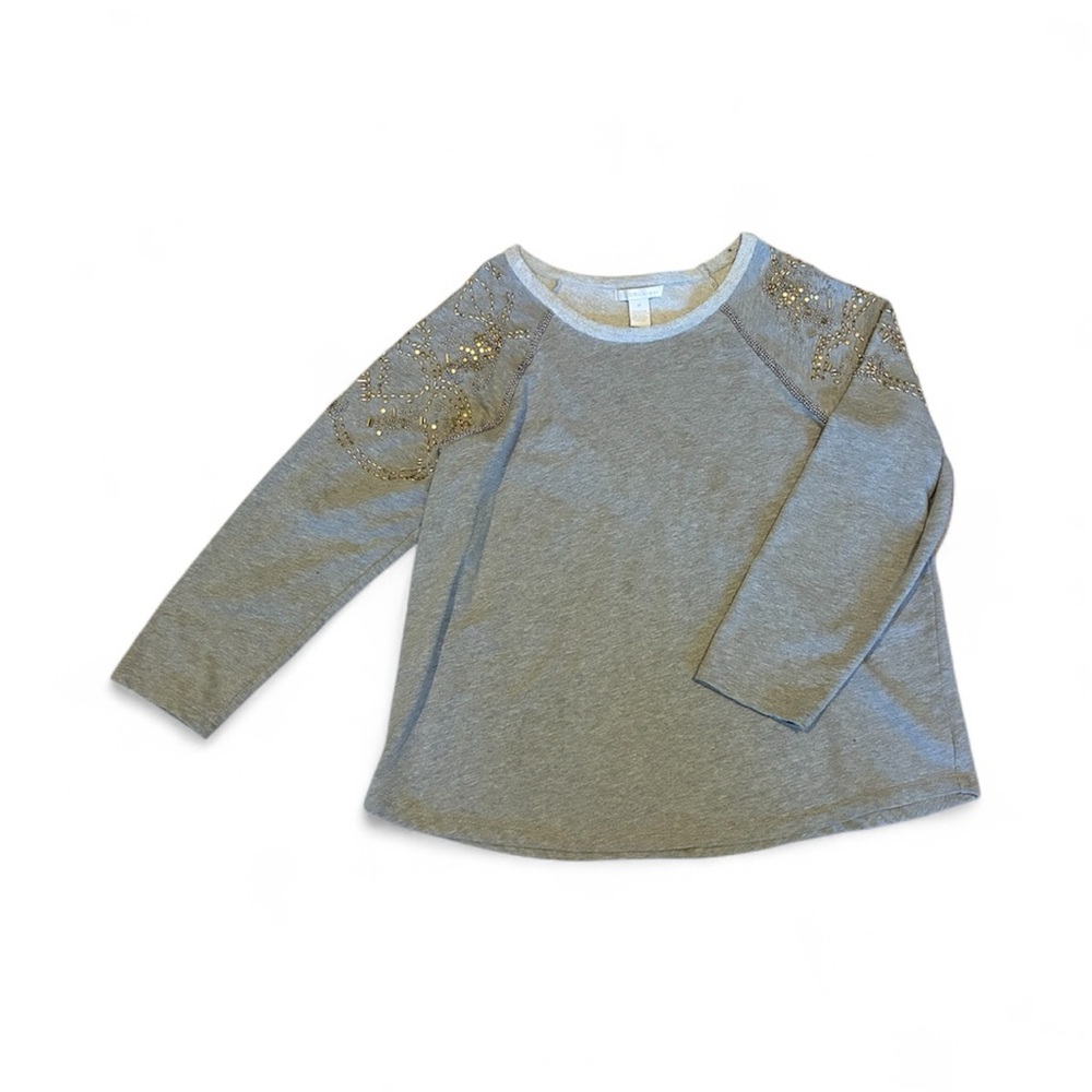 Design History Gray Long Sleeve  with Gold Beading